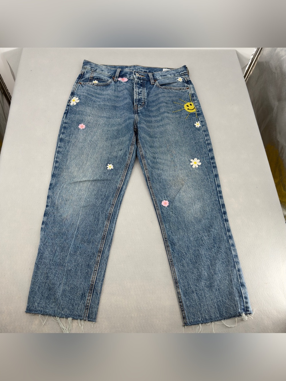 Old Navy High Rise Slouchy Straight Leg Jeans Sz 8 Womens